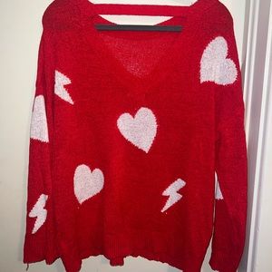 Red and White Heart Top